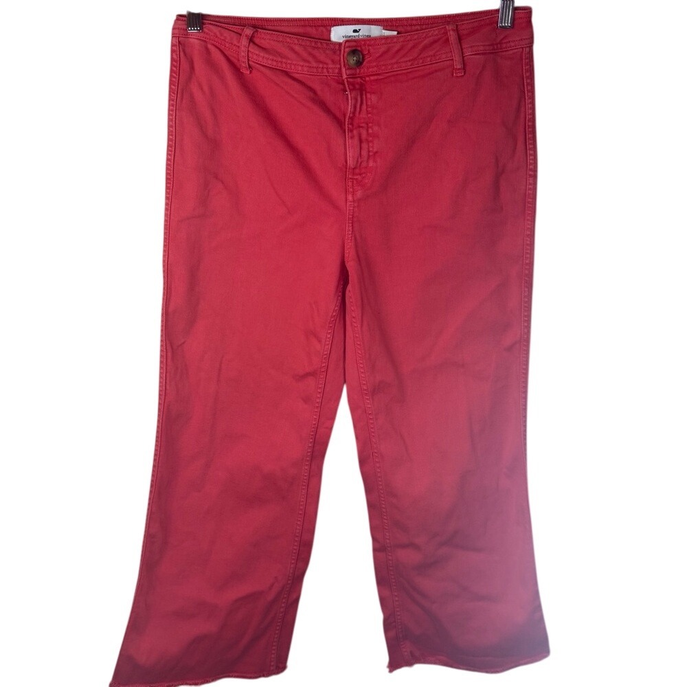 Vineyard Vines High Rise Straight Crop 26" Watermelon Color Size 30 Travel Wear